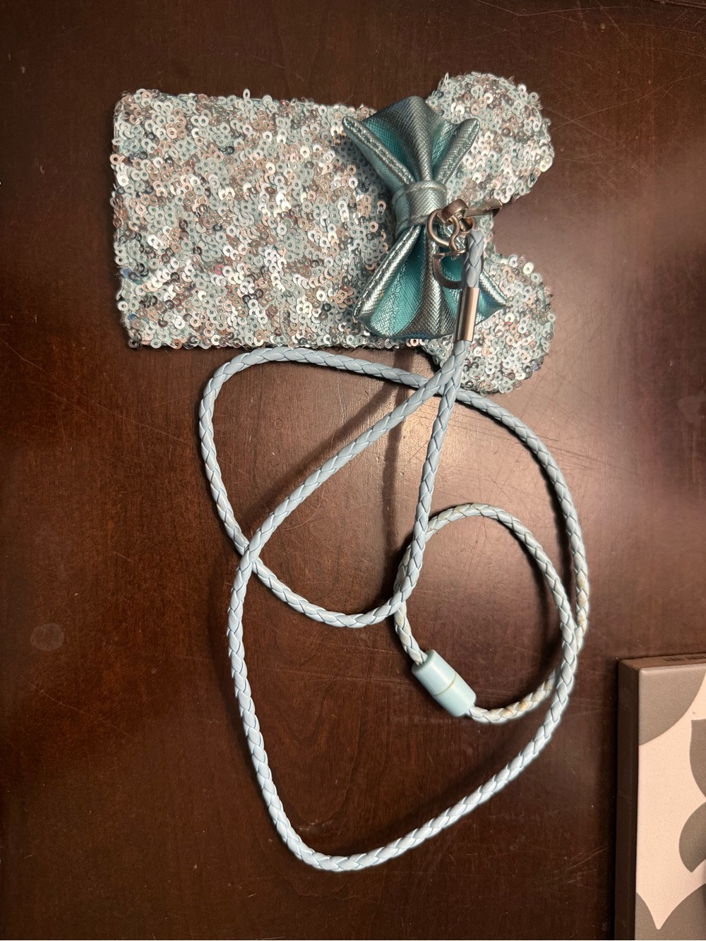 cinderella disney sequin bow card holder with lanyard